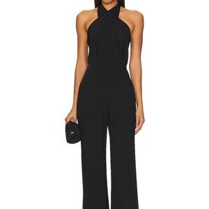 Elegant Black Halter Cross Neck Jumpsuit